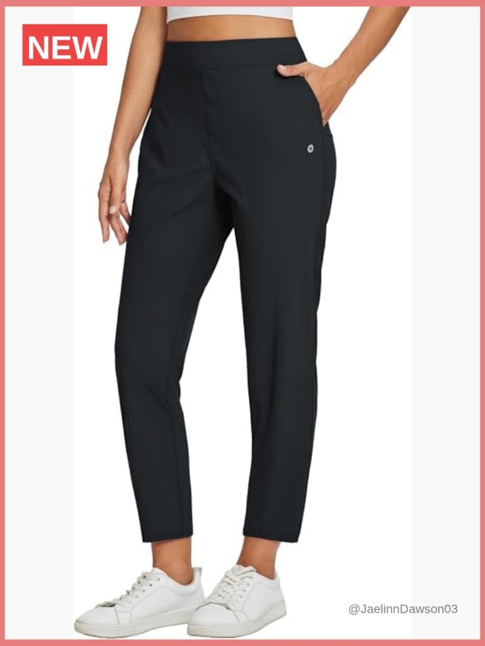 Lightweight Stretch Travel Pants with Zipper Pockets 26" Ankle Dressy Business